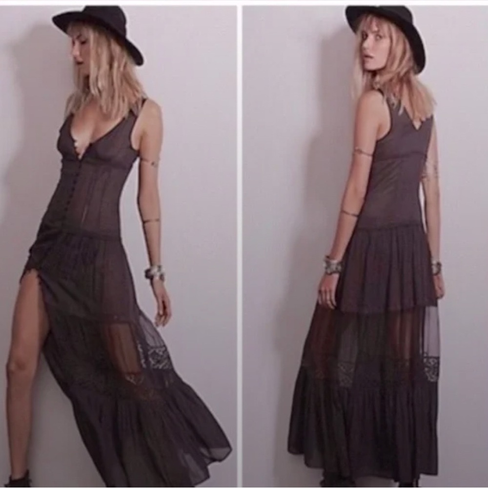 In 🔜 HTF Free People Victoria Cotton Maxi Button Down Slipdress XS